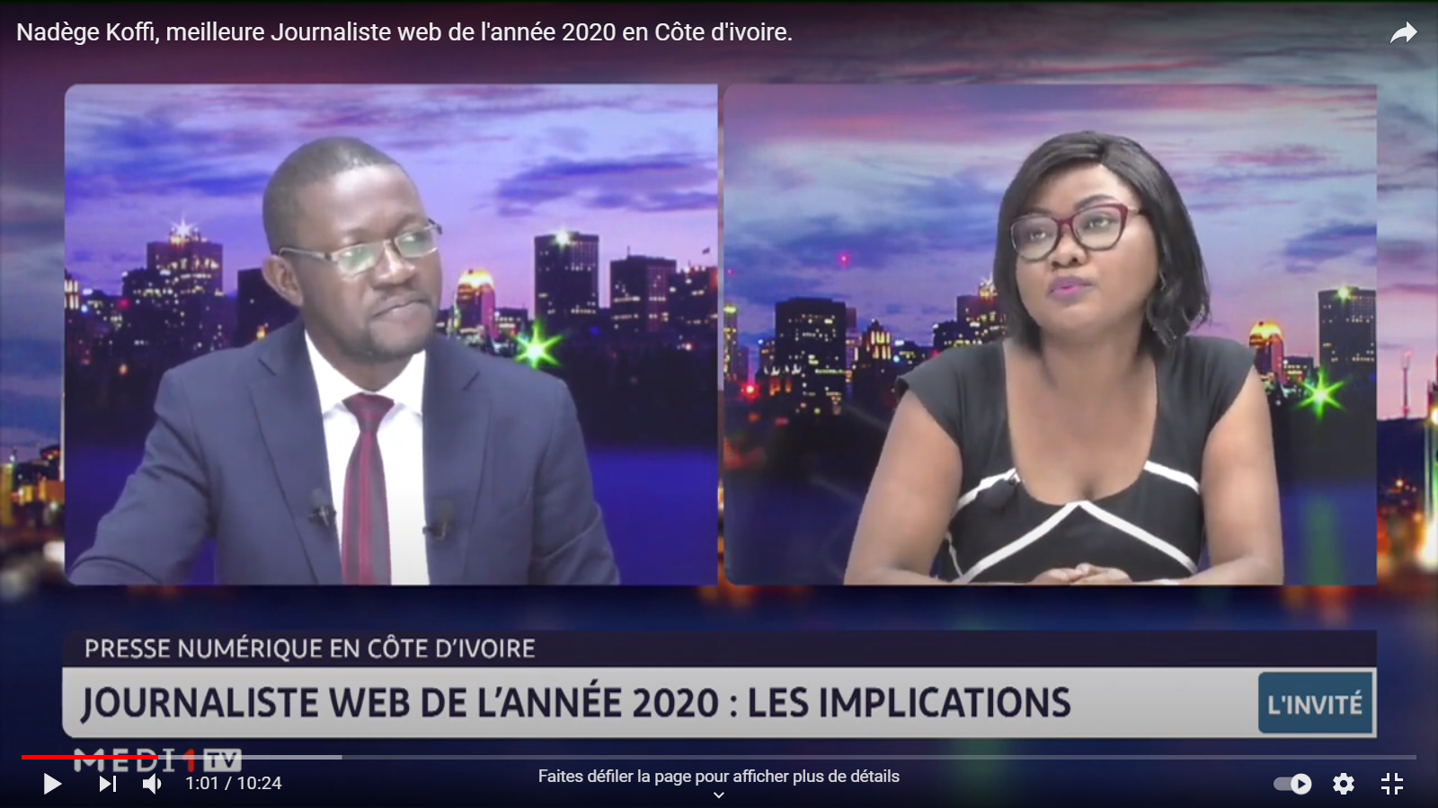 Nadège Koffi, meilleure Journaliste web de l'année 2020 en Côte d'ivoire.